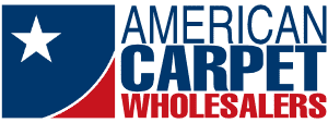 American Carpet Wholesalers Logo in Red, White, And Blue featuring a Star and the business name